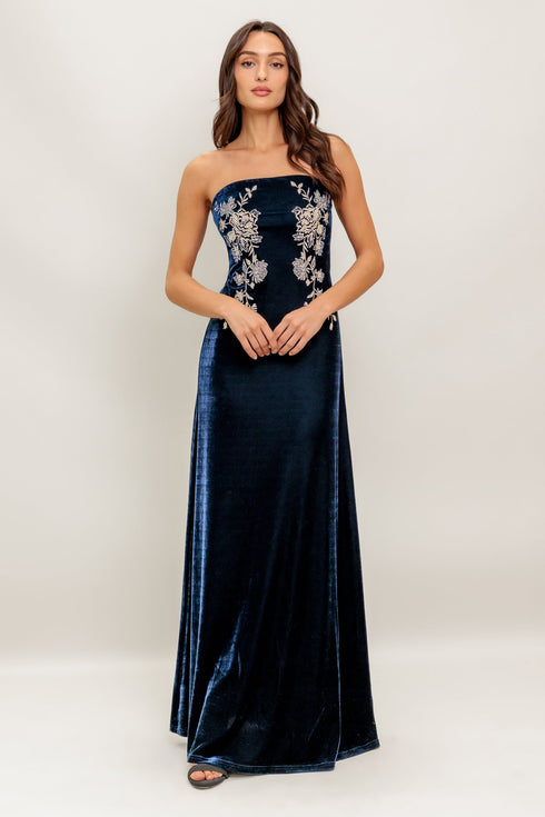 velvet-elegia-navy-maxi-dress Flying Tomato-Sophia's Style-4